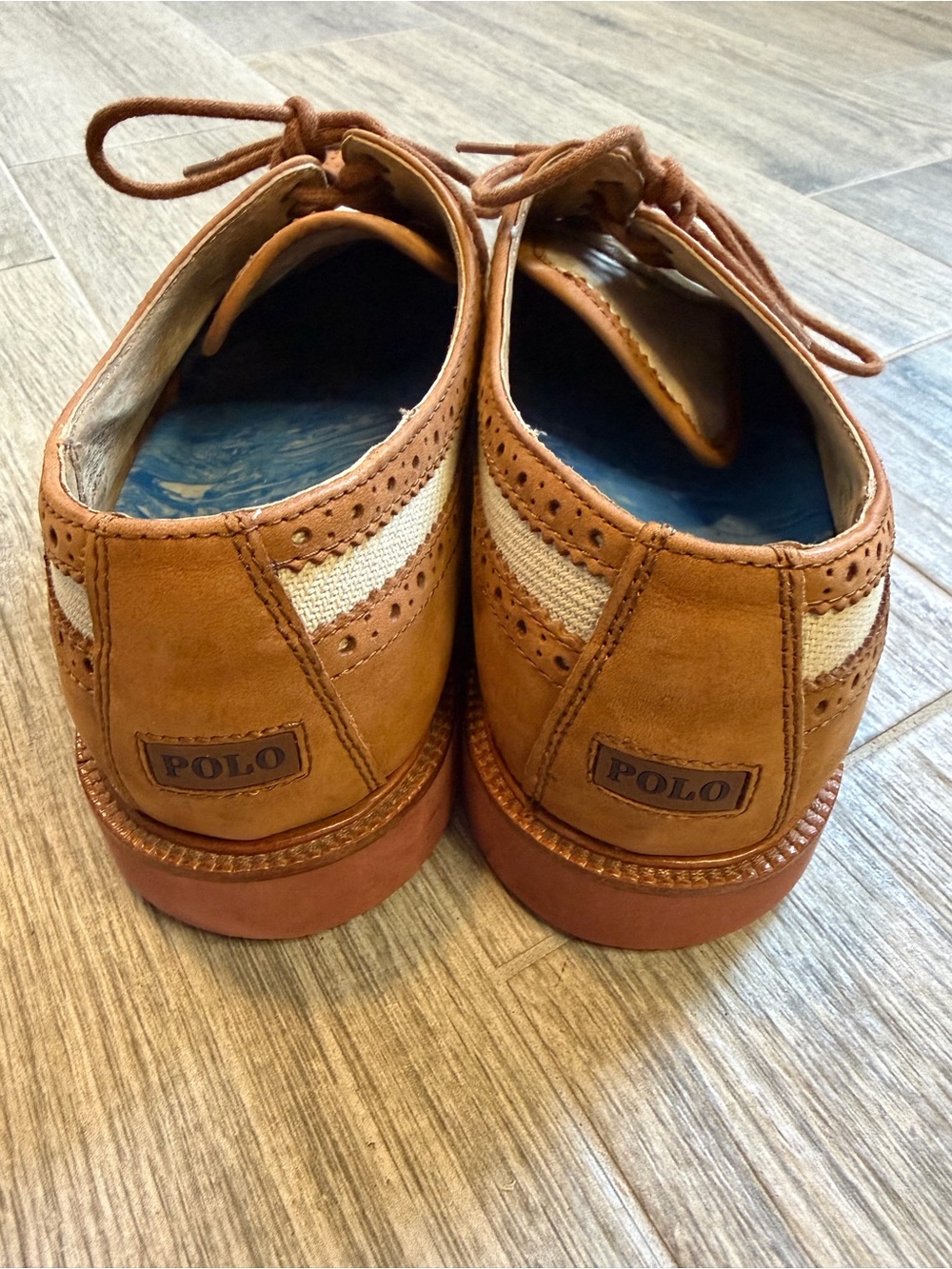 Polo Ralph Lauren Torrington Spectator Oxford Leather Canvas Mens 13 D Wingtip - Picture 3 of 8